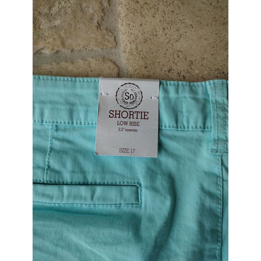 SO Shorts Women Size 17 Aqua Breeze‎ Low Rise Stretch 2 1/2" Inseam Juniors - Picture 9 of 11